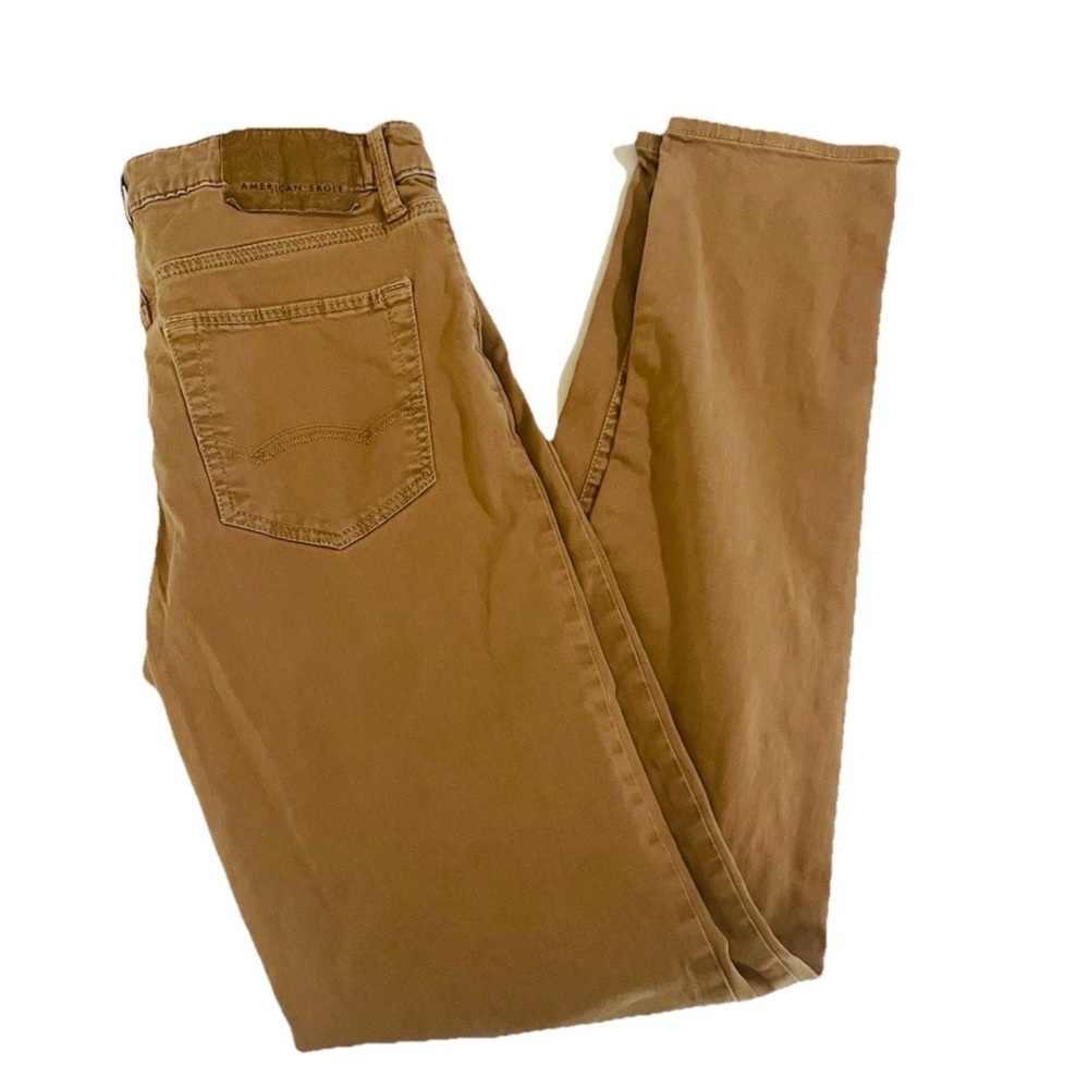 American Eagle Flex Pants Mens 30x34 Beige Brown Khaki Skinny Tapered